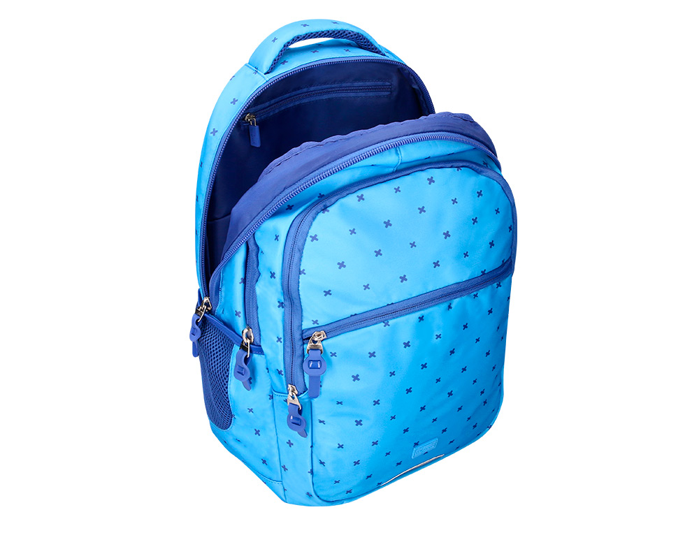 MOCHILA ESCOLAR LIDERPAPEL MULTIBOLSO DESENHO AZUL 450X145X300 MM