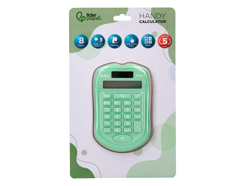 CALCULADORA LIDERPAPEL DE BOLSO XF42 8 DIGITOS SOLAR E PIHAS COR VERDE 94X59,5X10,5MM