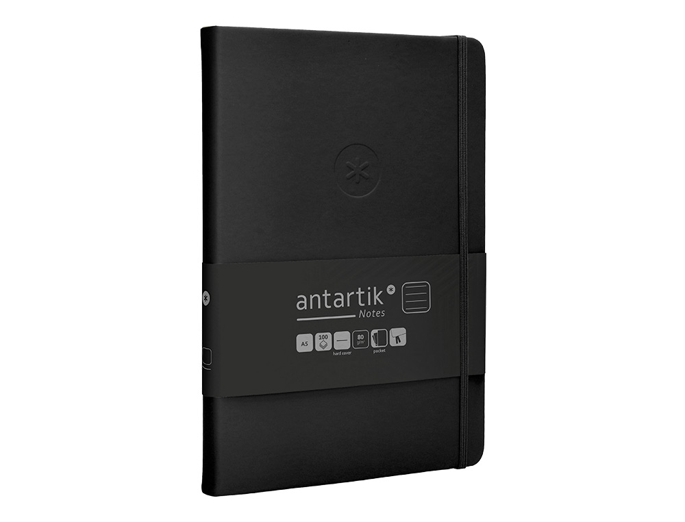 CADERNO COM ELASTICO ANTARTIK NOTES CAPA DURA A5 PAUTADO PRETO 100 FOLHAS 80 GR FSC
