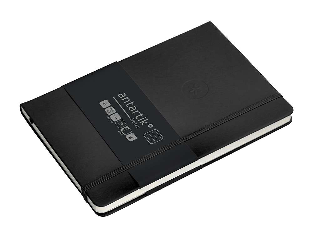 CADERNO COM ELASTICO ANTARTIK NOTES CAPA DURA A5 PAUTADO PRETO 100 FOLHAS 80 GR FSC