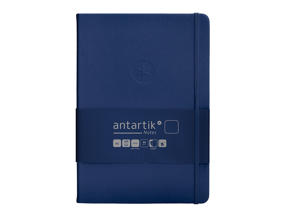 CADERNO COM ELASTICO ANTARTIK NOTES CAPA DURA A5 LISO AZUL MARINHO 100 FOLHAS 80 GR FSC