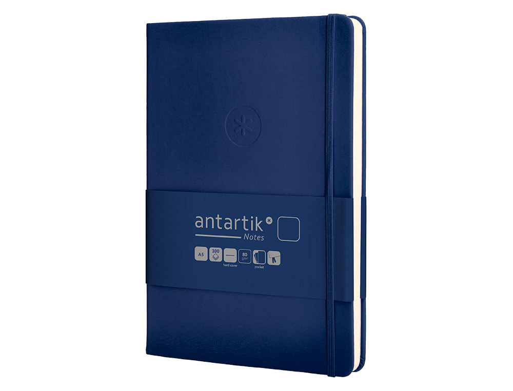 CADERNO COM ELASTICO ANTARTIK NOTES CAPA DURA A5 LISO AZUL MARINHO 100 FOLHAS 80 GR FSC
