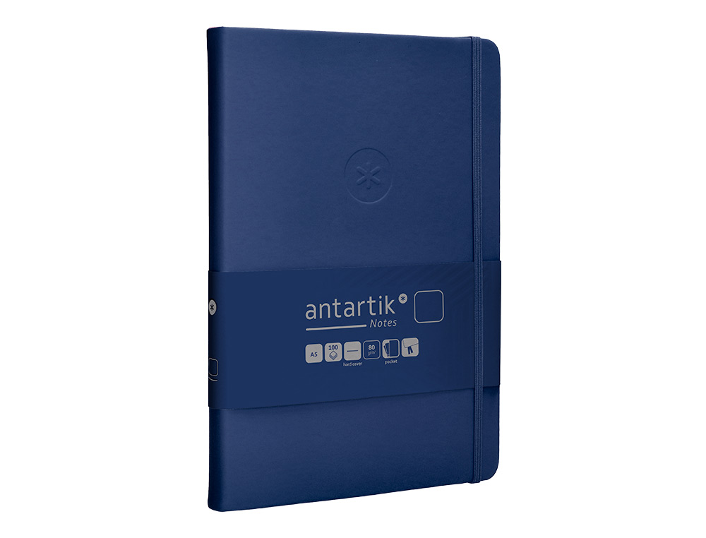 CADERNO COM ELASTICO ANTARTIK NOTES CAPA DURA A5 LISO AZUL MARINHO 100 FOLHAS 80 GR FSC