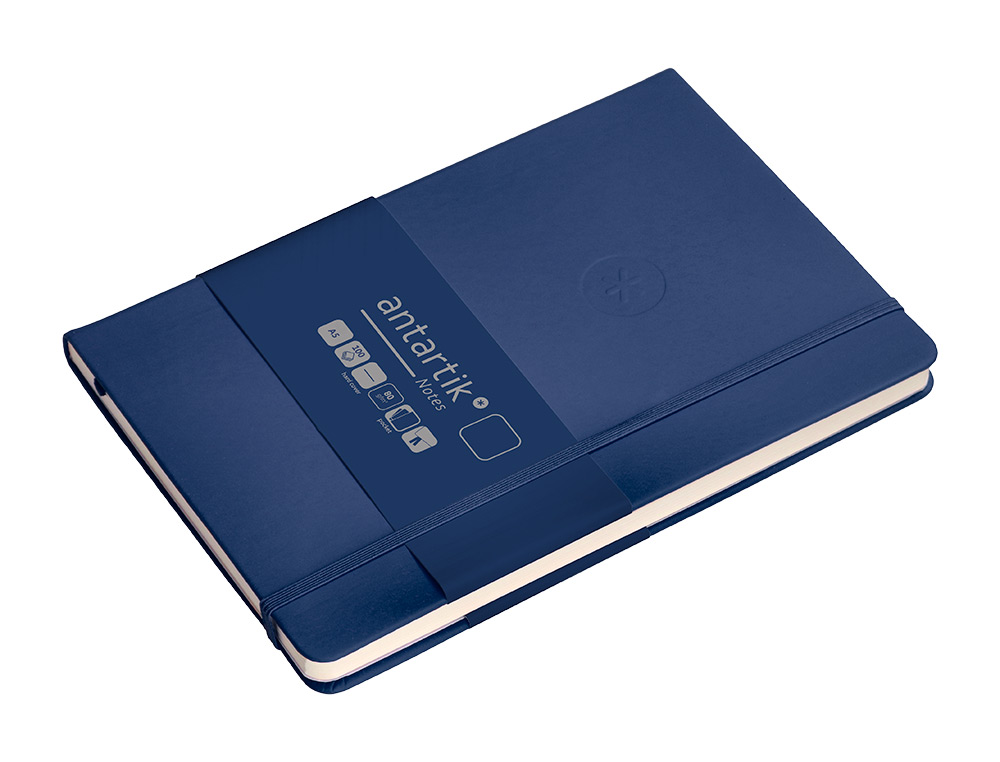 CADERNO COM ELASTICO ANTARTIK NOTES CAPA DURA A5 LISO AZUL MARINHO 100 FOLHAS 80 GR FSC