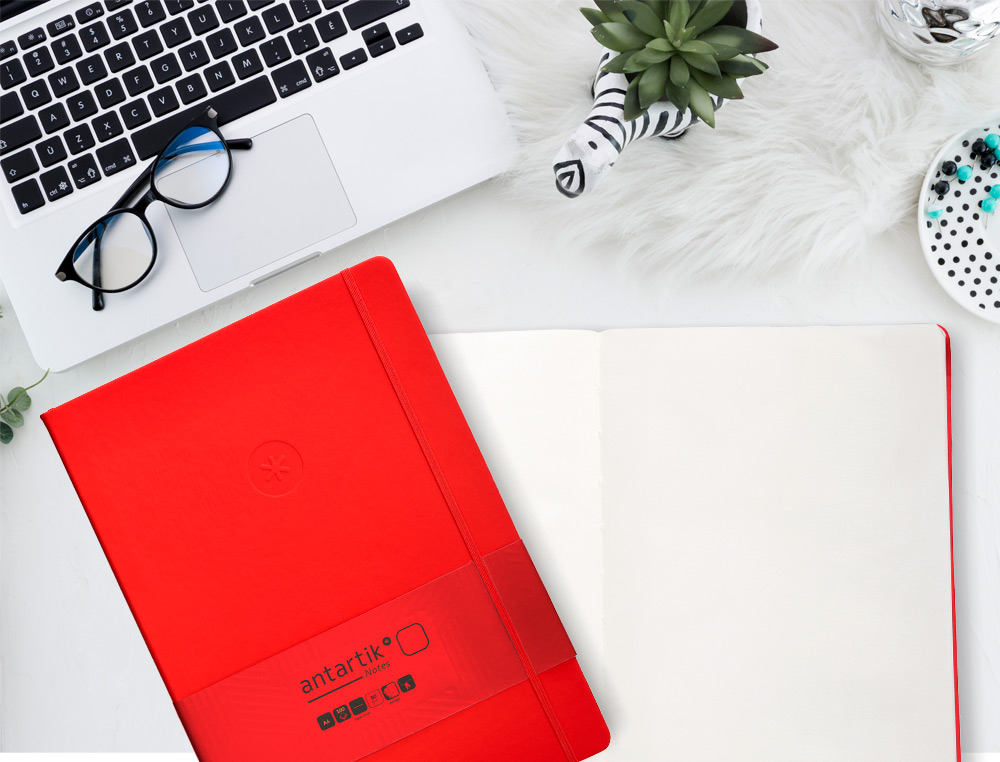 CADERNO COM ELASTICO ANTARTIK NOTES CAPA DURA A4 LISO VERMELHO 100 FOLHAS 80 GR FSC