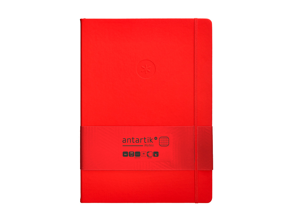 CADERNO COM ELASTICO ANTARTIK NOTES CAPA DURA A4 QUADRICULADO VERMELHO 100 FOLHAS 80 GR FSC