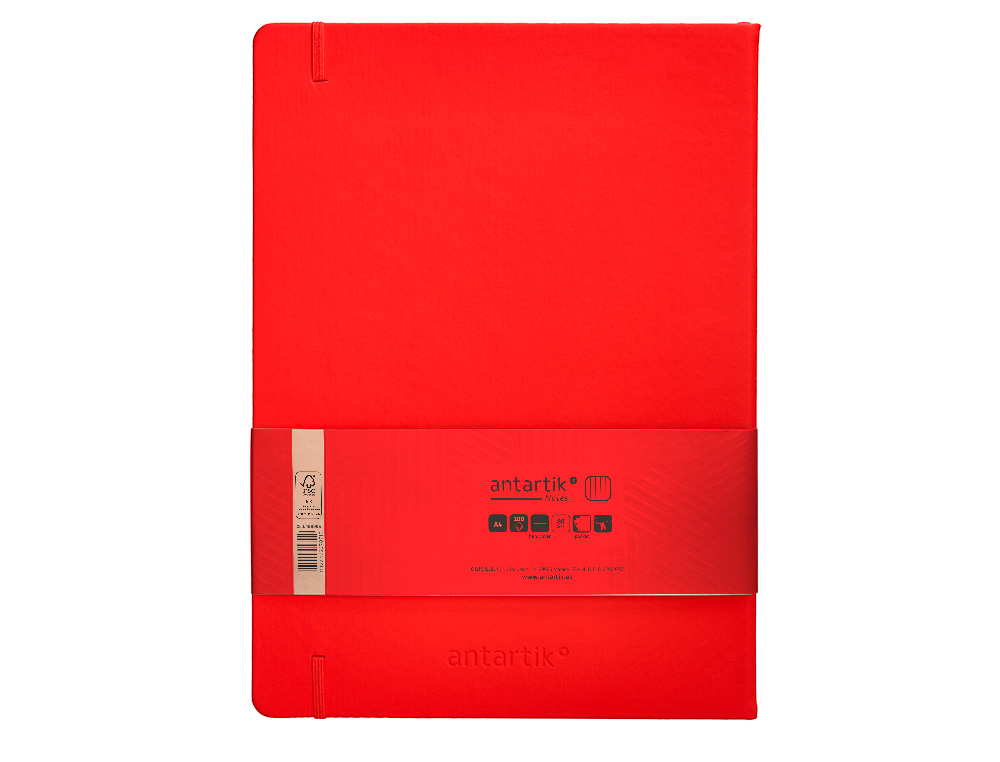 CADERNO COM ELASTICO ANTARTIK NOTES CAPA DURA A4 QUADRICULADO VERMELHO 100 FOLHAS 80 GR FSC
