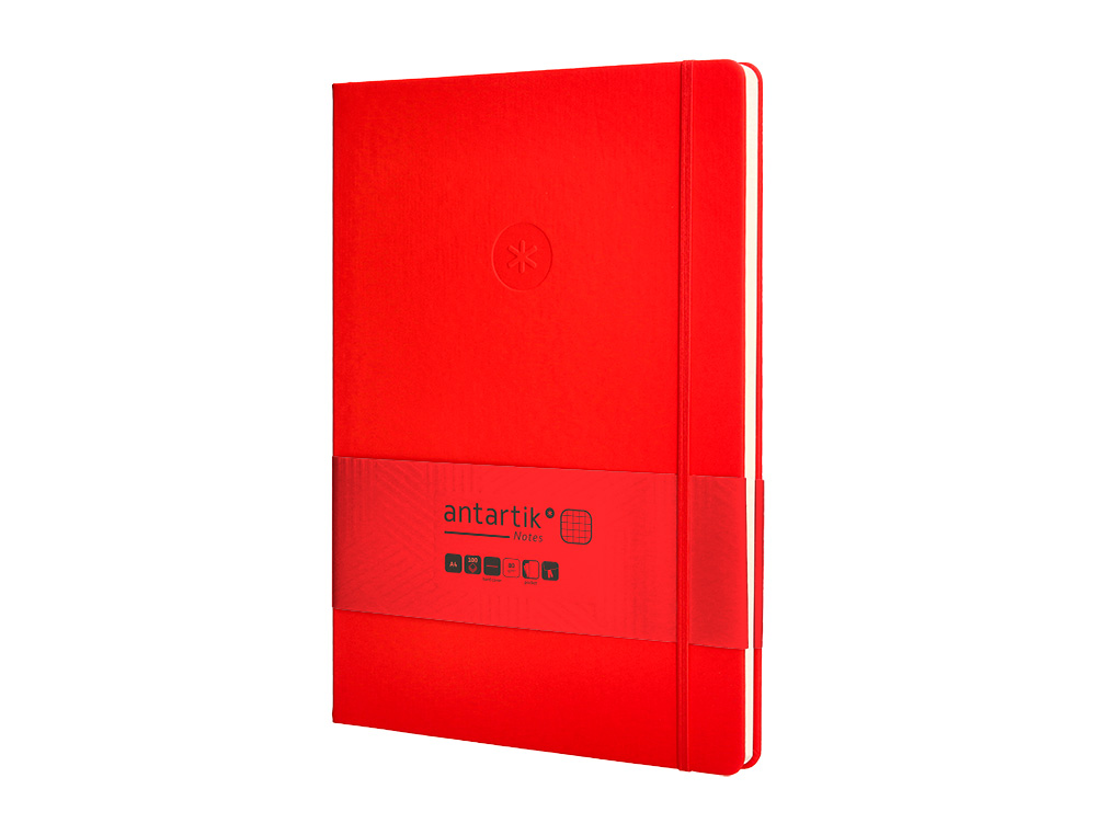 CADERNO COM ELASTICO ANTARTIK NOTES CAPA DURA A4 QUADRICULADO VERMELHO 100 FOLHAS 80 GR FSC