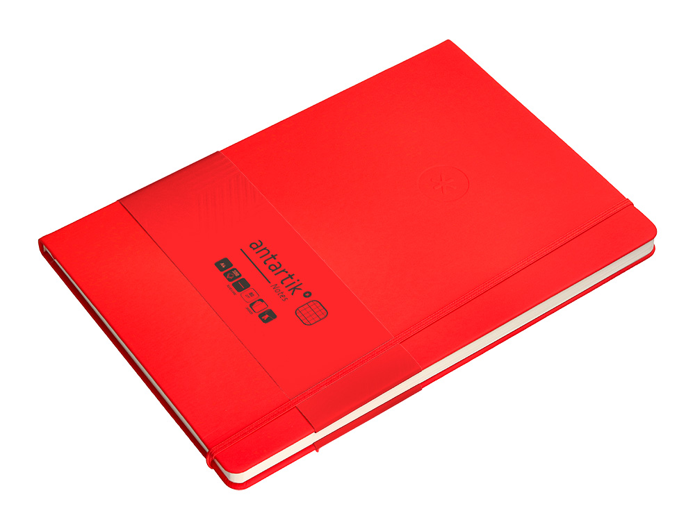 CADERNO COM ELASTICO ANTARTIK NOTES CAPA DURA A4 QUADRICULADO VERMELHO 100 FOLHAS 80 GR FSC