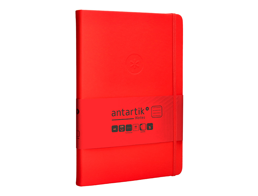 CADERNO COM ELASTICO ANTARTIK NOTES CAPA DURA A5 PAUTADO VERMELHO 100 FOLHAS 80 GR FSC