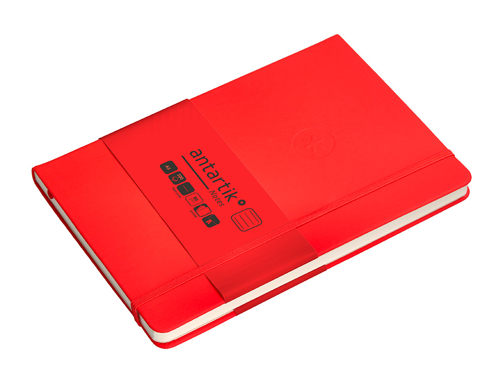 CADERNO COM ELASTICO ANTARTIK NOTES CAPA DURA A5 PAUTADO VERMELHO 100 FOLHAS 80 GR FSC