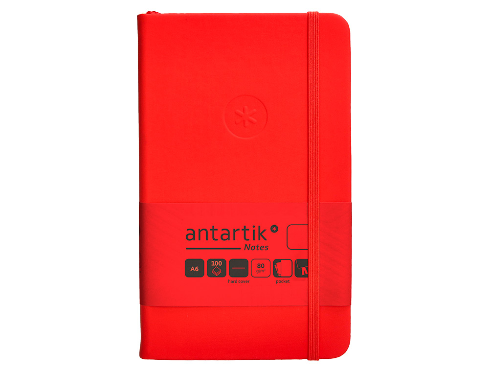 CADERNO COM ELASTICO ANTARTIK NOTES CAPA DURA A6 LISO VERMELHO 100 FOLHAS 80 GR FSC