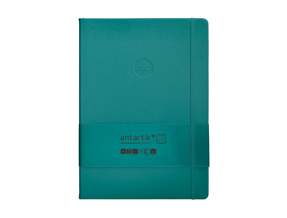 CADERNO COM ELASTICO ANTARTIK NOTES CAPA DURA A4 PAUTADO VERDE AGUA-MARINHA 100 FOLHAS 80 GR FSC