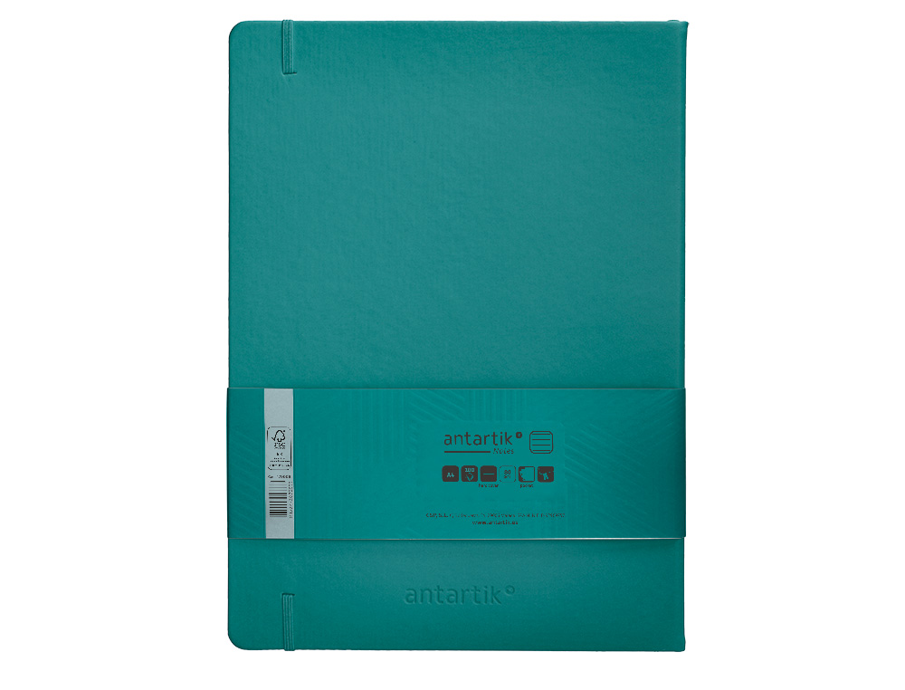 CADERNO COM ELASTICO ANTARTIK NOTES CAPA DURA A4 PAUTADO VERDE AGUA-MARINHA 100 FOLHAS 80 GR FSC