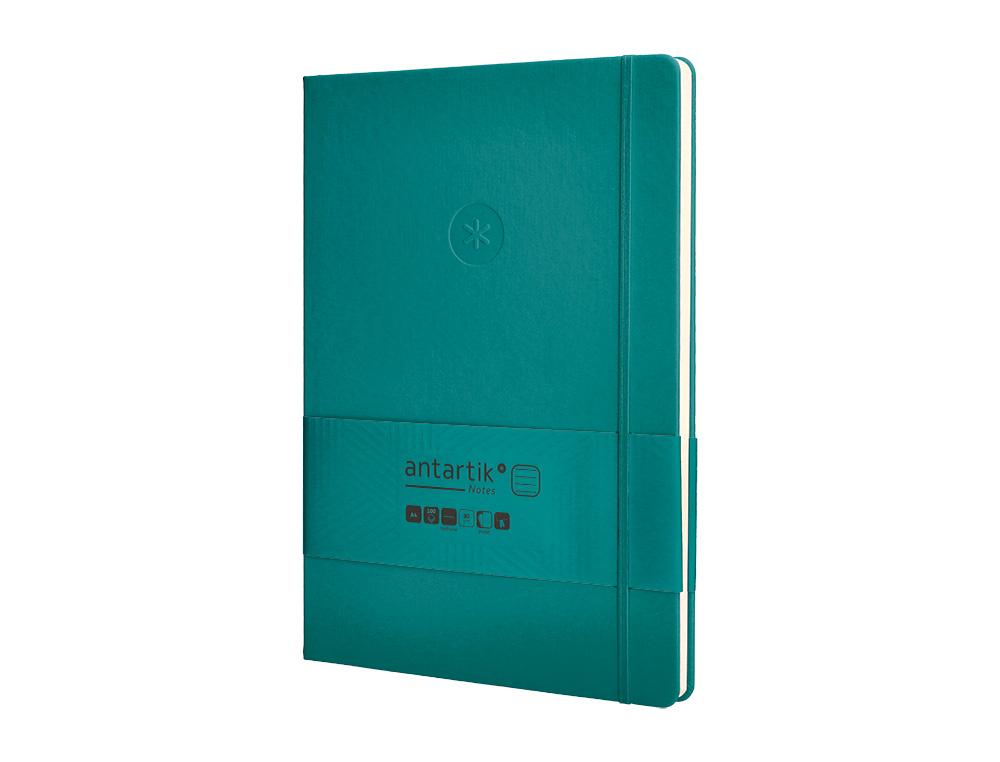 CADERNO COM ELASTICO ANTARTIK NOTES CAPA DURA A4 PAUTADO VERDE AGUA-MARINHA 100 FOLHAS 80 GR FSC