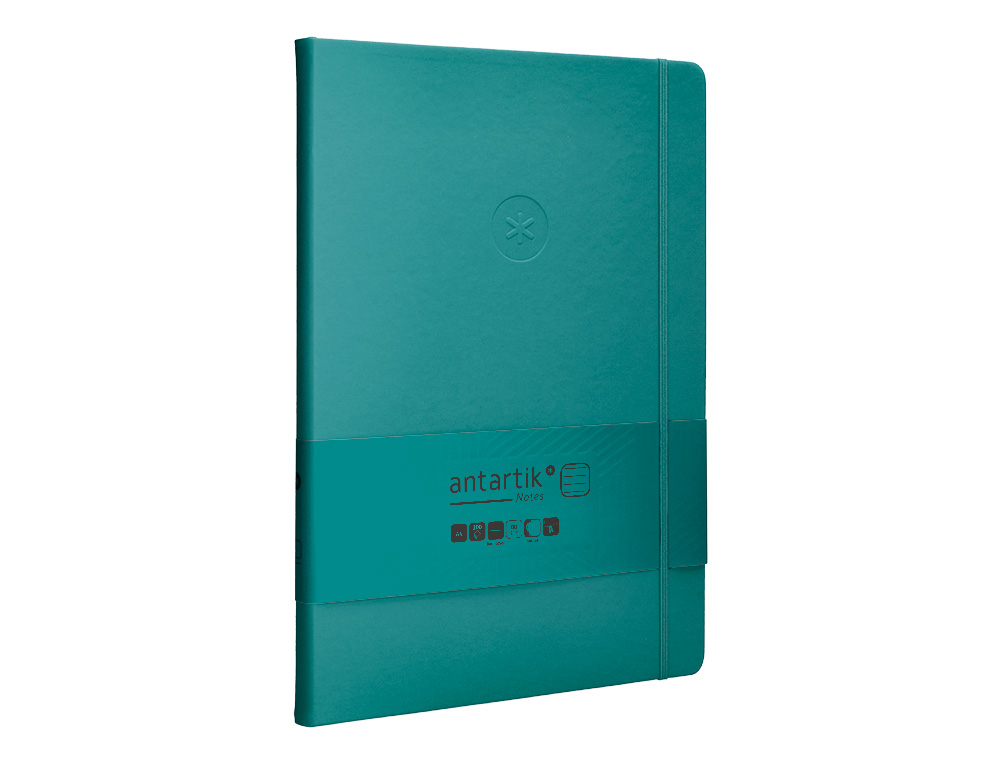 CADERNO COM ELASTICO ANTARTIK NOTES CAPA DURA A4 PAUTADO VERDE AGUA-MARINHA 100 FOLHAS 80 GR FSC