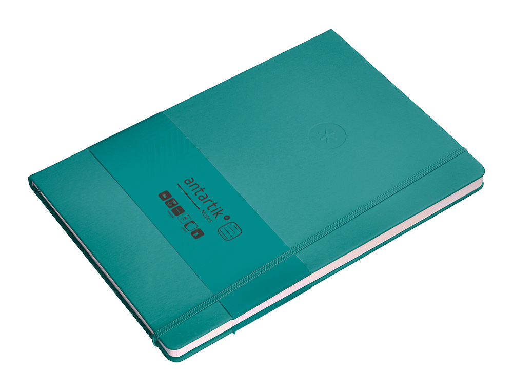 CADERNO COM ELASTICO ANTARTIK NOTES CAPA DURA A4 PAUTADO VERDE AGUA-MARINHA 100 FOLHAS 80 GR FSC