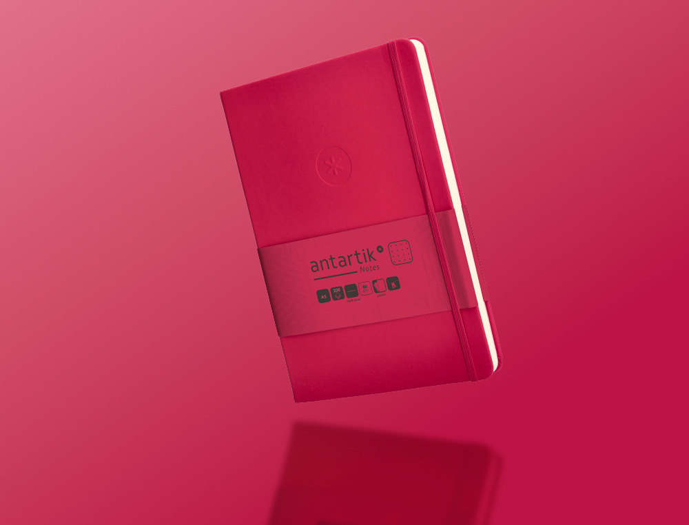 CADERNO COM ELASTICO ANTARTIK NOTES CAPA DURA A5 PONTILHADO FUCSIA 100 FOLHAS 80 GR FSC