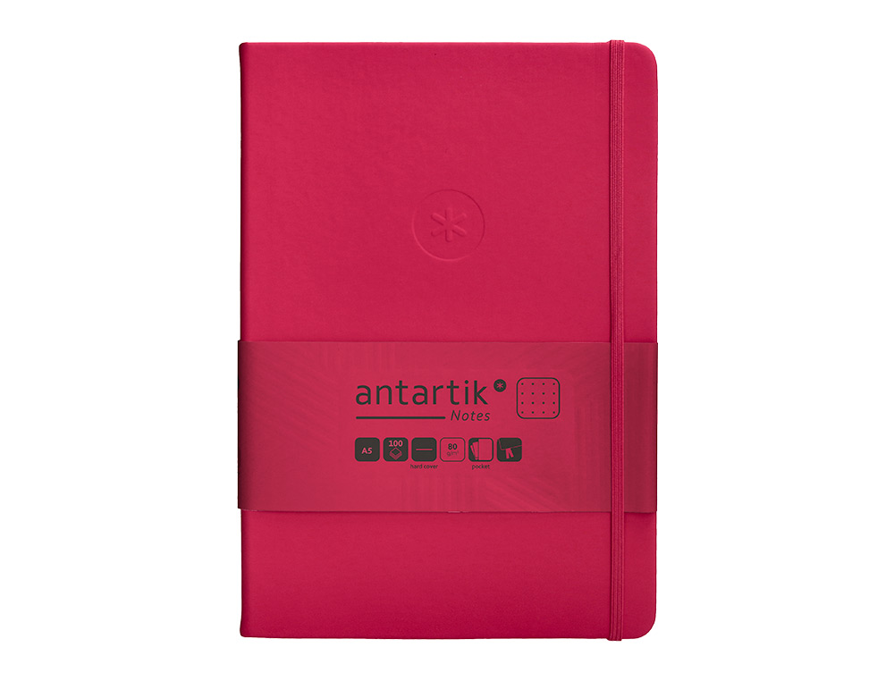 CADERNO COM ELASTICO ANTARTIK NOTES CAPA DURA A5 PONTILHADO FUCSIA 100 FOLHAS 80 GR FSC