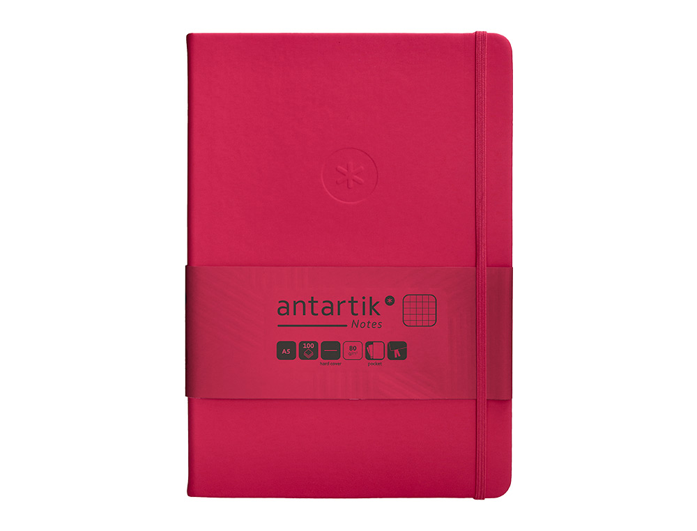 CADERNO COM ELASTICO ANTARTIK NOTES CAPA DURA A5 QUADRICULADO FUCSIA 100 FOLHAS 80 GR FSC