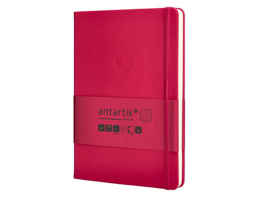CADERNO COM ELASTICO ANTARTIK NOTES CAPA DURA A5 QUADRICULADO FUCSIA 100 FOLHAS 80 GR FSC