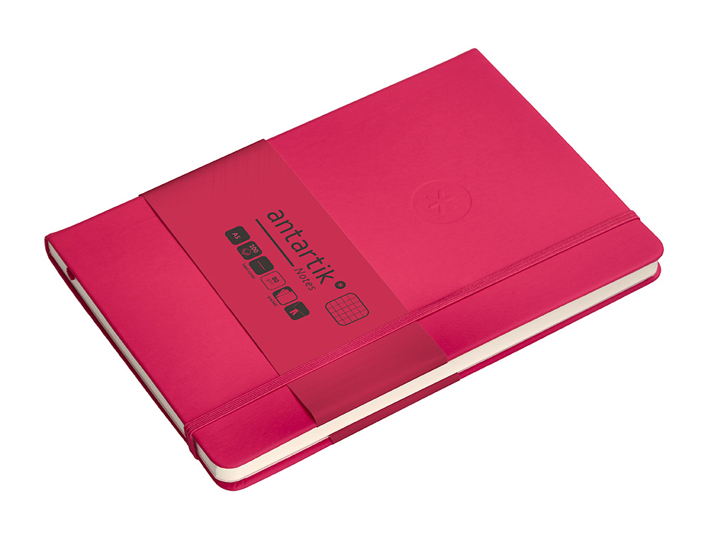 CADERNO COM ELASTICO ANTARTIK NOTES CAPA DURA A5 QUADRICULADO FUCSIA 100 FOLHAS 80 GR FSC