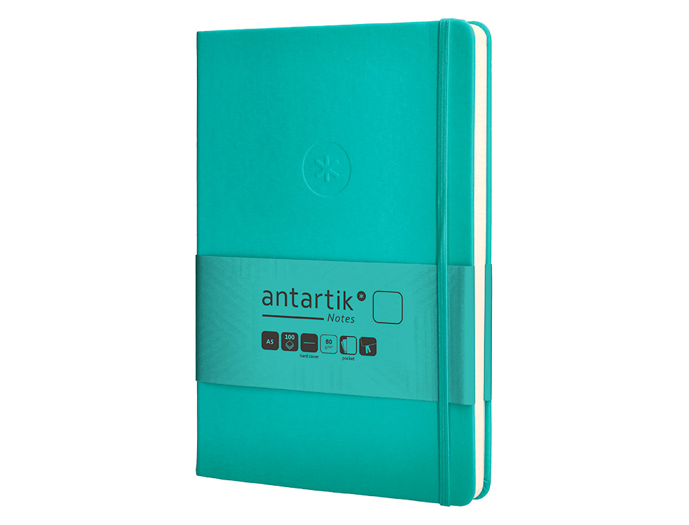 CADERNO COM ELASTICO ANTARTIK NOTES CAPA DURA A5 LISO TURQUESA 100 FOLHAS 80 GR FSC