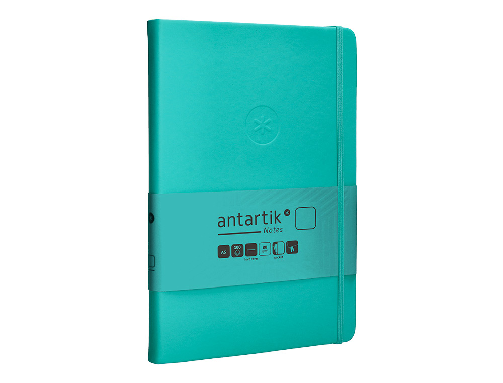 CADERNO COM ELASTICO ANTARTIK NOTES CAPA DURA A5 LISO TURQUESA 100 FOLHAS 80 GR FSC