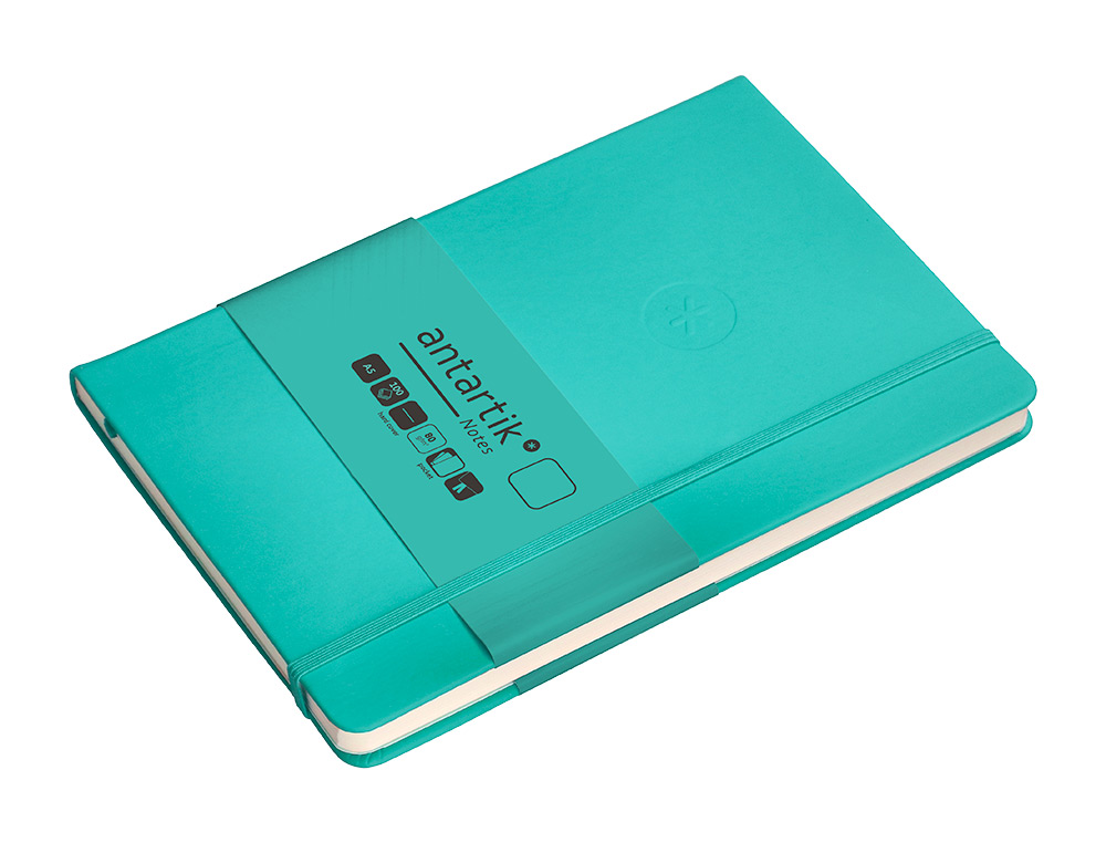 CADERNO COM ELASTICO ANTARTIK NOTES CAPA DURA A5 LISO TURQUESA 100 FOLHAS 80 GR FSC