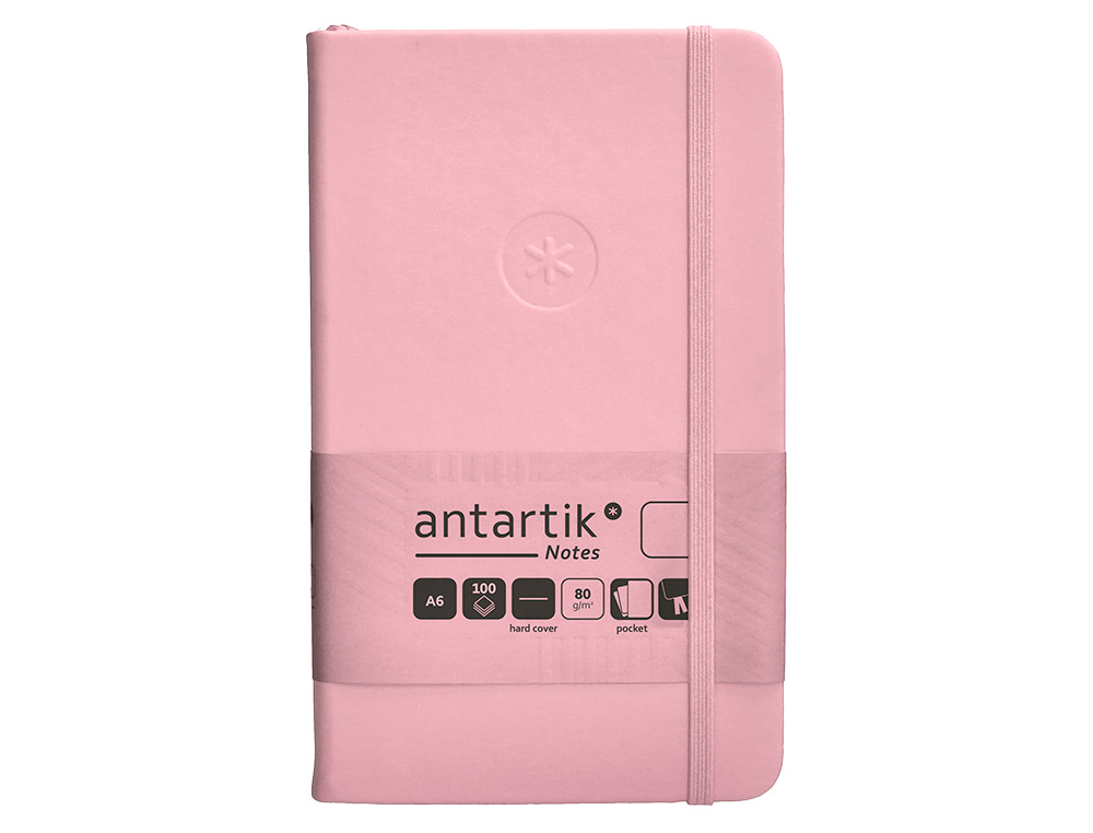 CADERNO COM ELASTICO ANTARTIK NOTES CAPA DURA A6 LISO ROSA PASTEL 100 FOLHAS 80 GR FSC