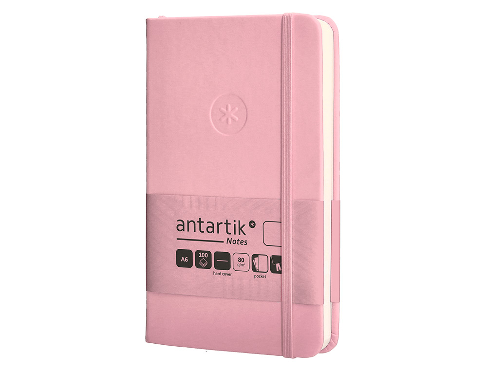 CADERNO COM ELASTICO ANTARTIK NOTES CAPA DURA A6 LISO ROSA PASTEL 100 FOLHAS 80 GR FSC