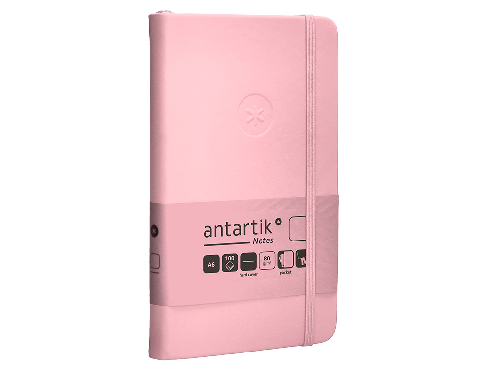 CADERNO COM ELASTICO ANTARTIK NOTES CAPA DURA A6 LISO ROSA PASTEL 100 FOLHAS 80 GR FSC