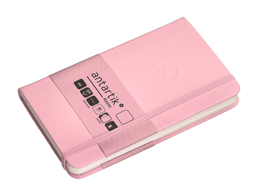 CADERNO COM ELASTICO ANTARTIK NOTES CAPA DURA A6 LISO ROSA PASTEL 100 FOLHAS 80 GR FSC