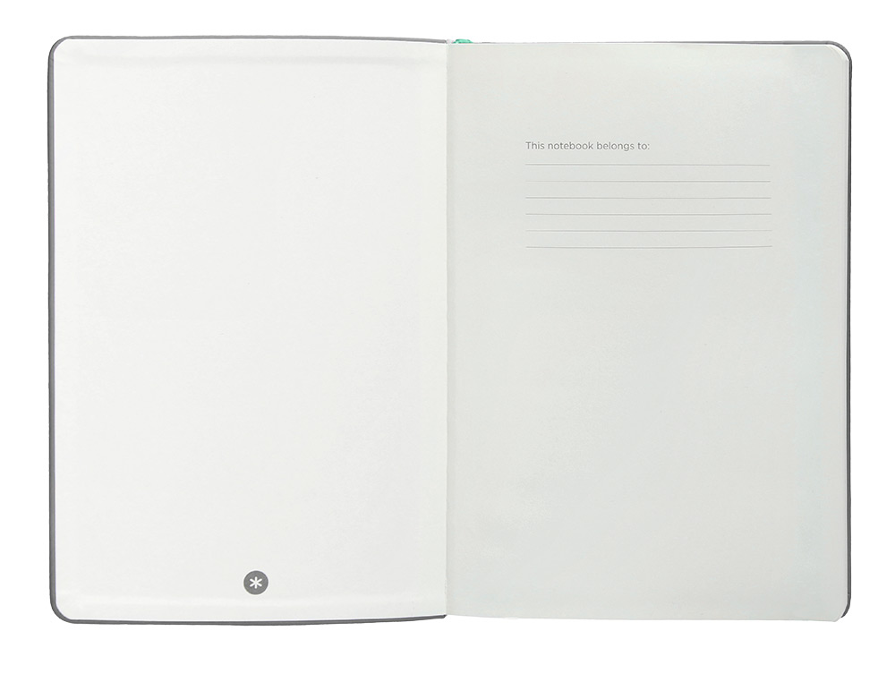 CADERNO COM ELASTICO ANTARTIK NOTES CAPA DURA A5 QUADRICULADO CINZA E TURQUESA 100 FOLHAS 80 GR FSC