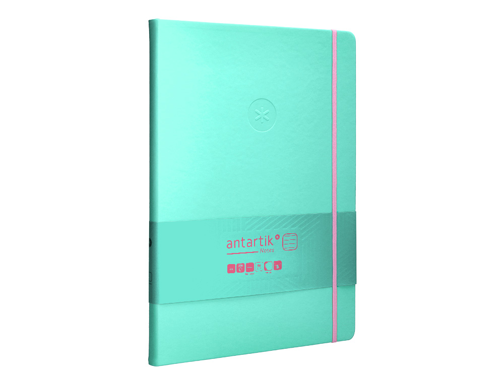 CADERNO COM ELASTICO ANTARTIK NOTES CAPA DURA A4 PAUTADO ROSA E TURQUESA 100 FOLHAS 80 GR FSC
