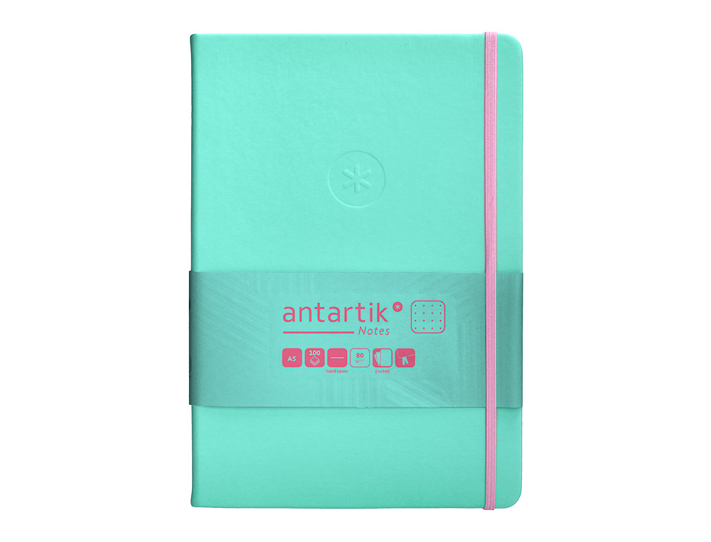 CADERNO COM ELASTICO ANTARTIK NOTES CAPA DURA A5 PONTILHADO ROSA E TURQUESA 100 FOLHAS 80 GR FSC