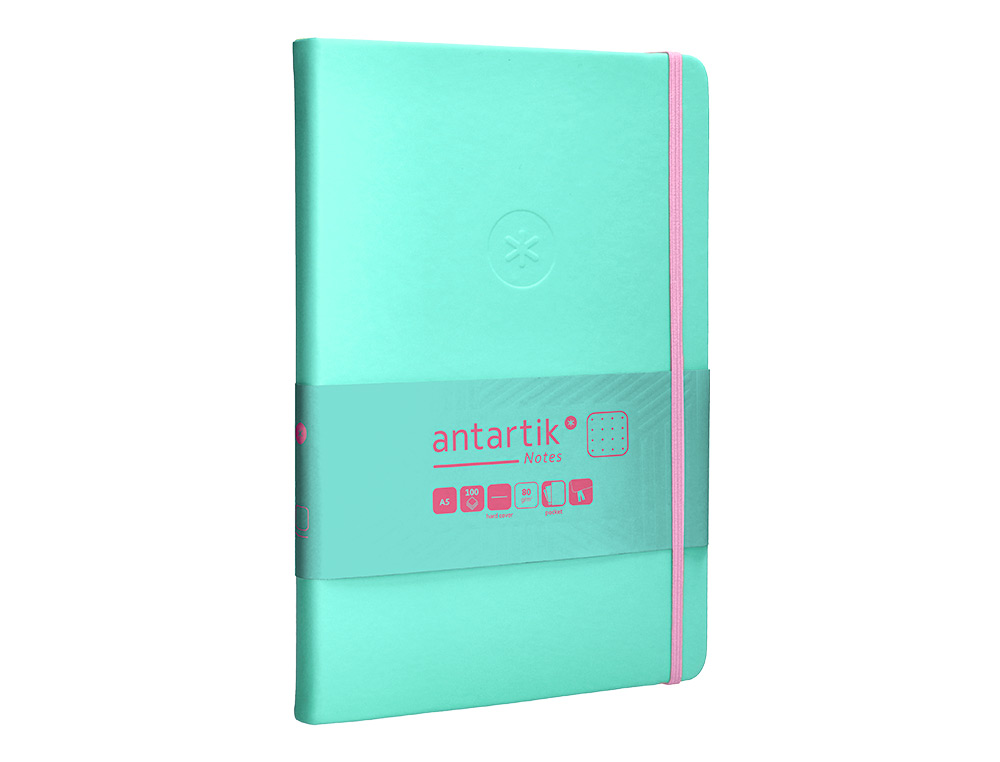 CADERNO COM ELASTICO ANTARTIK NOTES CAPA DURA A5 PONTILHADO ROSA E TURQUESA 100 FOLHAS 80 GR FSC
