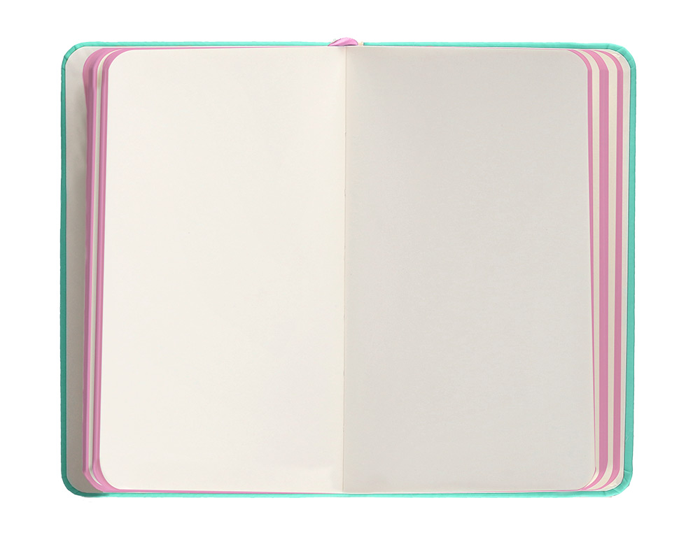 CADERNO COM ELASTICO ANTARTIK NOTES CAPA DURA A6 PAUTADO ROSA E TURQUESA 100 FOLHAS 80 GR FSC