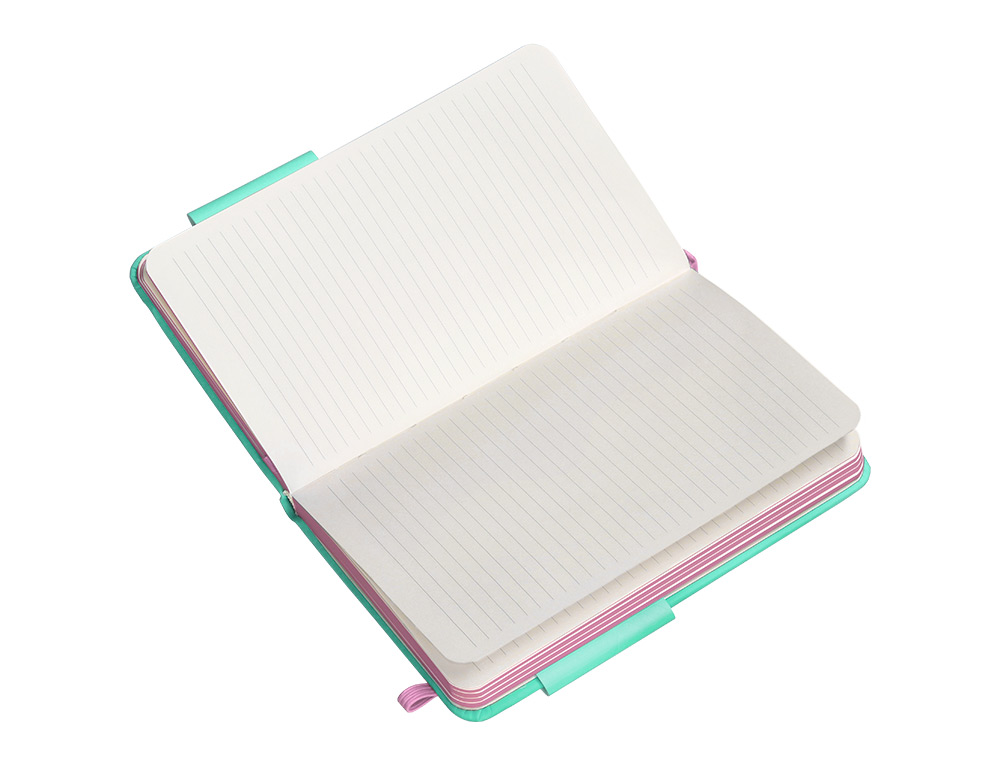 CADERNO COM ELASTICO ANTARTIK NOTES CAPA DURA A6 PAUTADO ROSA E TURQUESA 100 FOLHAS 80 GR FSC