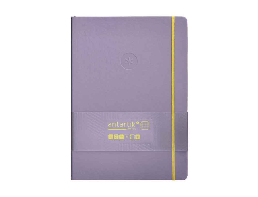 CADERNO COM ELASTICO ANTARTIK NOTES CAPA DURA A4 QUADRICULADO ROXO E AMARELO 100 FOLHAS 80 GR FSC