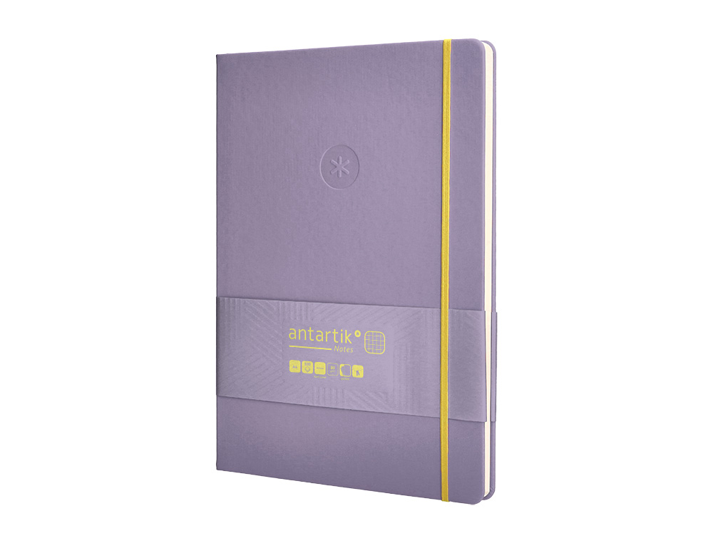CADERNO COM ELASTICO ANTARTIK NOTES CAPA DURA A4 QUADRICULADO ROXO E AMARELO 100 FOLHAS 80 GR FSC