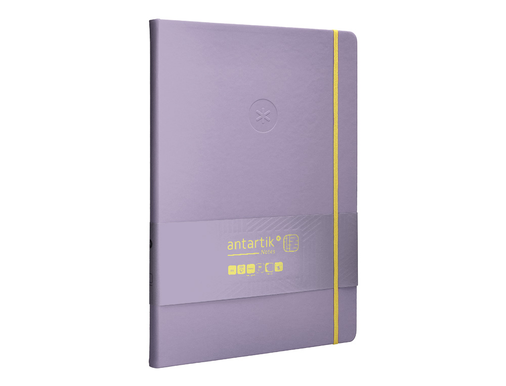 CADERNO COM ELASTICO ANTARTIK NOTES CAPA DURA A4 QUADRICULADO ROXO E AMARELO 100 FOLHAS 80 GR FSC