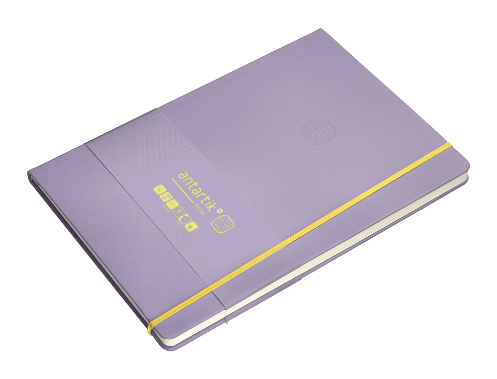 CADERNO COM ELASTICO ANTARTIK NOTES CAPA DURA A4 QUADRICULADO ROXO E AMARELO 100 FOLHAS 80 GR FSC