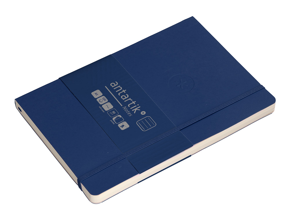 CADERNO COM ELASTICO ANTARTIK NOTES CAPA MOLE A5 PAUTADO AZUL MARINHO 80 FOLHAS 80 GR FSC