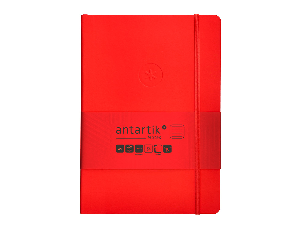 CADERNO COM ELASTICO ANTARTIK NOTES CAPA MOLE A5 PAUTADO VERMELHO 80 FOLHAS 80 GR FSC