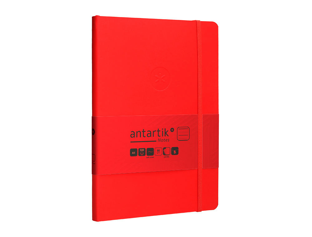 CADERNO COM ELASTICO ANTARTIK NOTES CAPA MOLE A5 PAUTADO VERMELHO 80 FOLHAS 80 GR FSC