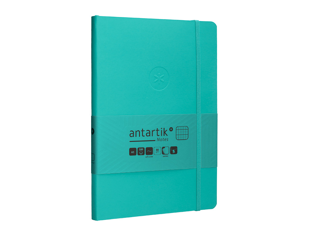 CADERNO COM ELASTICO ANTARTIK NOTES CAPA MOLE A5 QUADRICULADO TURQUESA 80 FOLHAS 80 GR FSC
