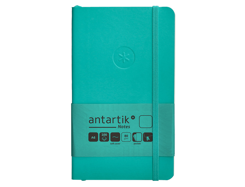 CADERNO COM ELASTICO ANTARTIK NOTES CAPA MOLE A6 LISO TURQUESA 100 FOLHAS 80 GR FSC