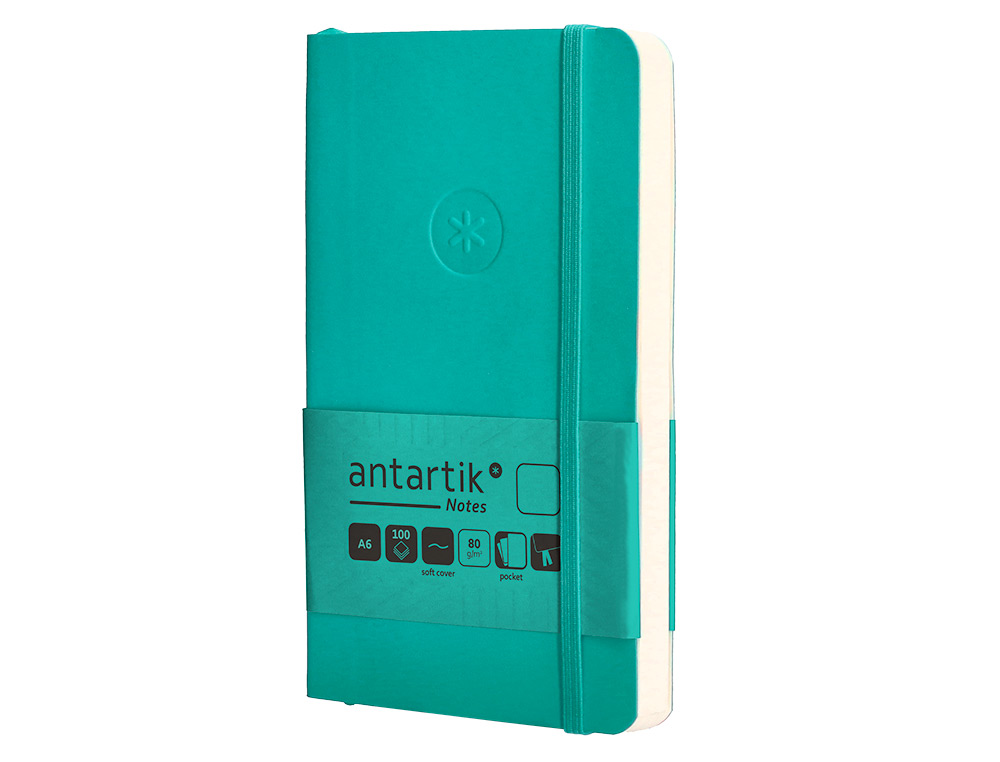 CADERNO COM ELASTICO ANTARTIK NOTES CAPA MOLE A6 LISO TURQUESA 100 FOLHAS 80 GR FSC