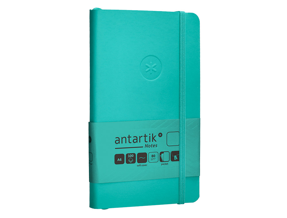 CADERNO COM ELASTICO ANTARTIK NOTES CAPA MOLE A6 LISO TURQUESA 100 FOLHAS 80 GR FSC